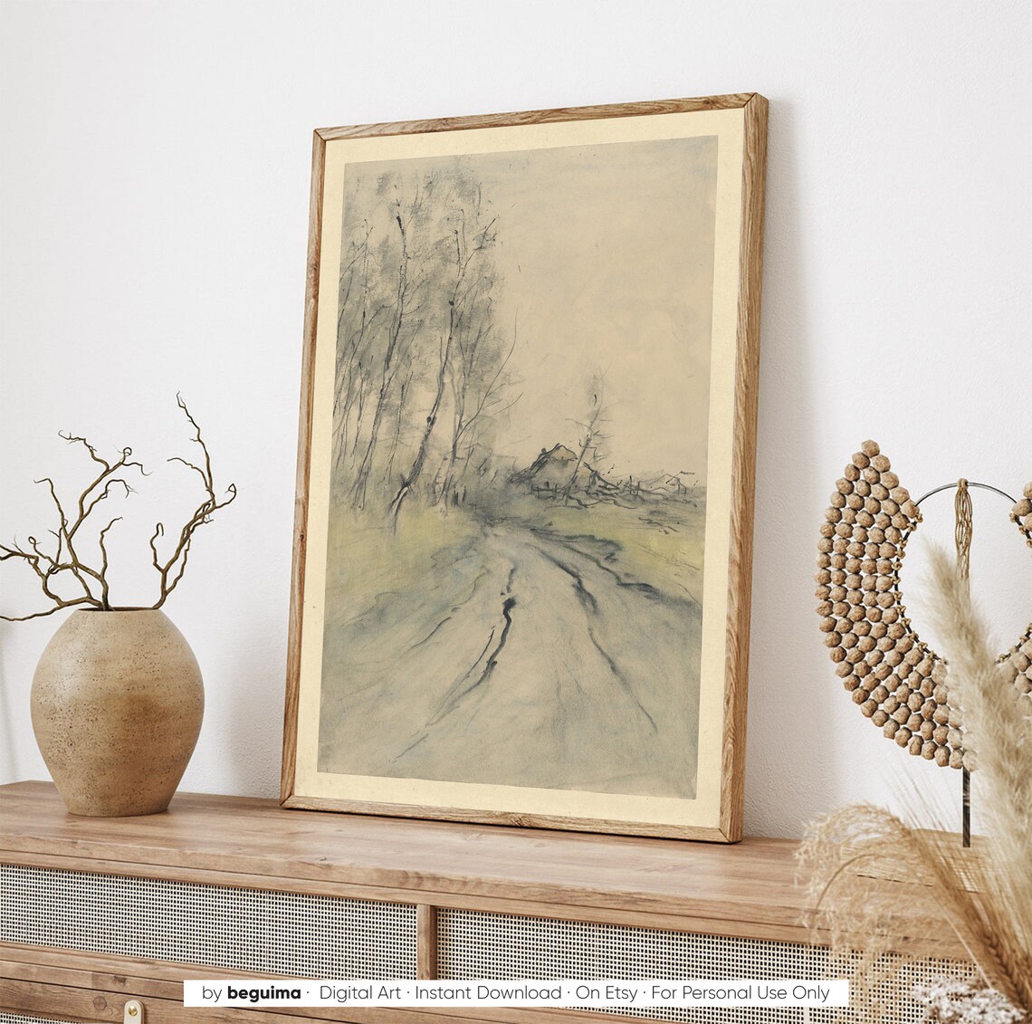 Abstract Landscape Art Print, Modern Neutral Farmhouse - Image 3