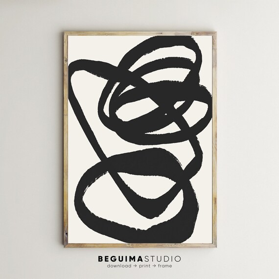 Modern Abstract Art Print, Scandinavian Aesthetic