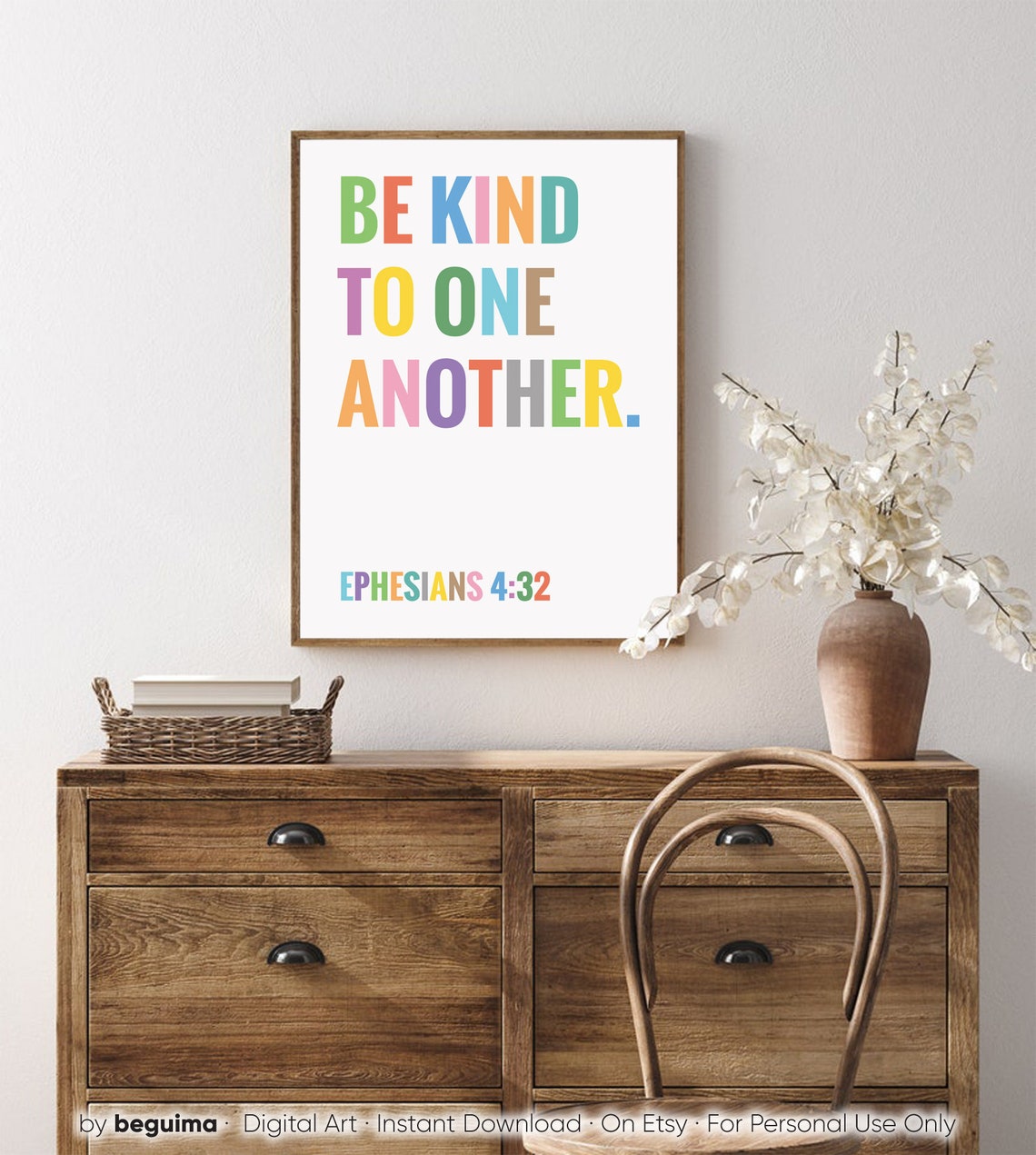 Be Kind to One Another Ephesians Rainbow Scripture Art Poster - Image 4