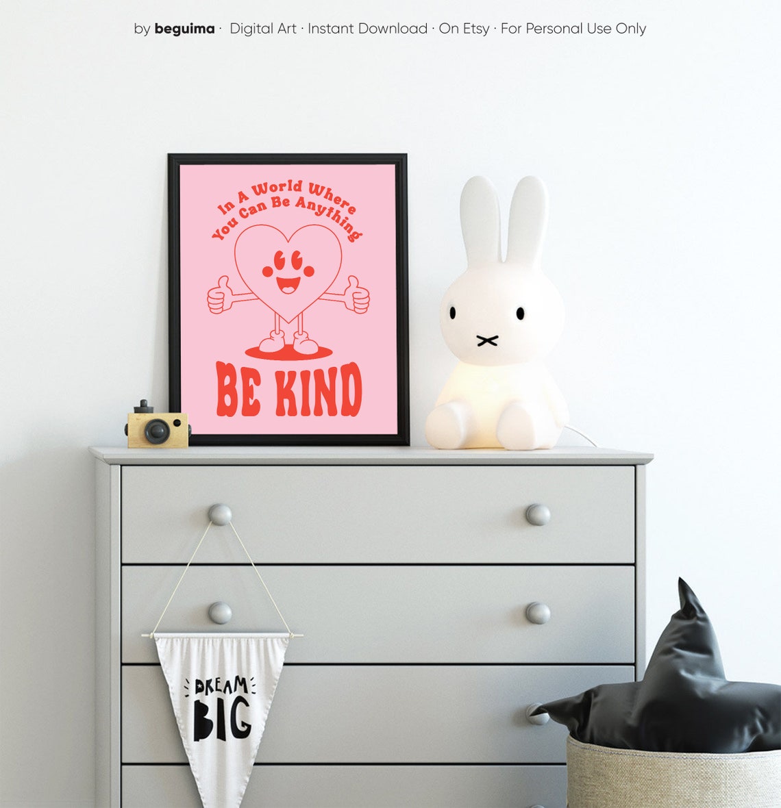 In A World Where You Can Be Anything Be Kind Retro Heart Poster - Image 3