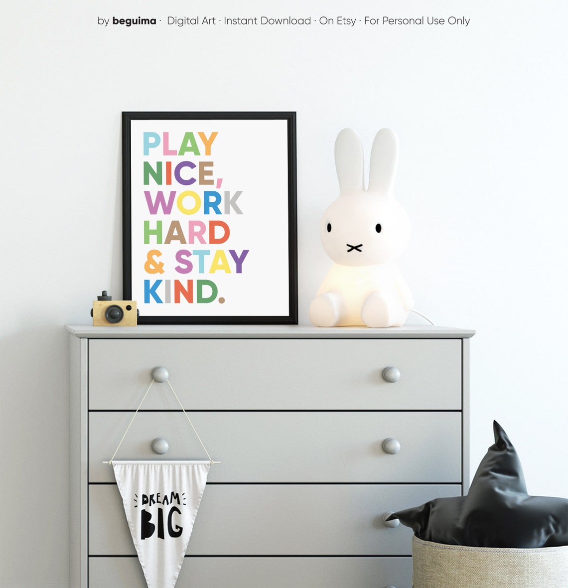Play Nice Work Hard and Stay Kind Bright Colorful Classroom Poster - Image 2