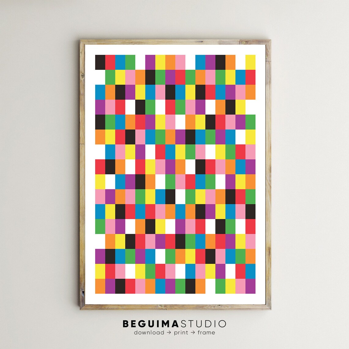 Checkered Prints Funky Geometric Poster, Modern Abstract