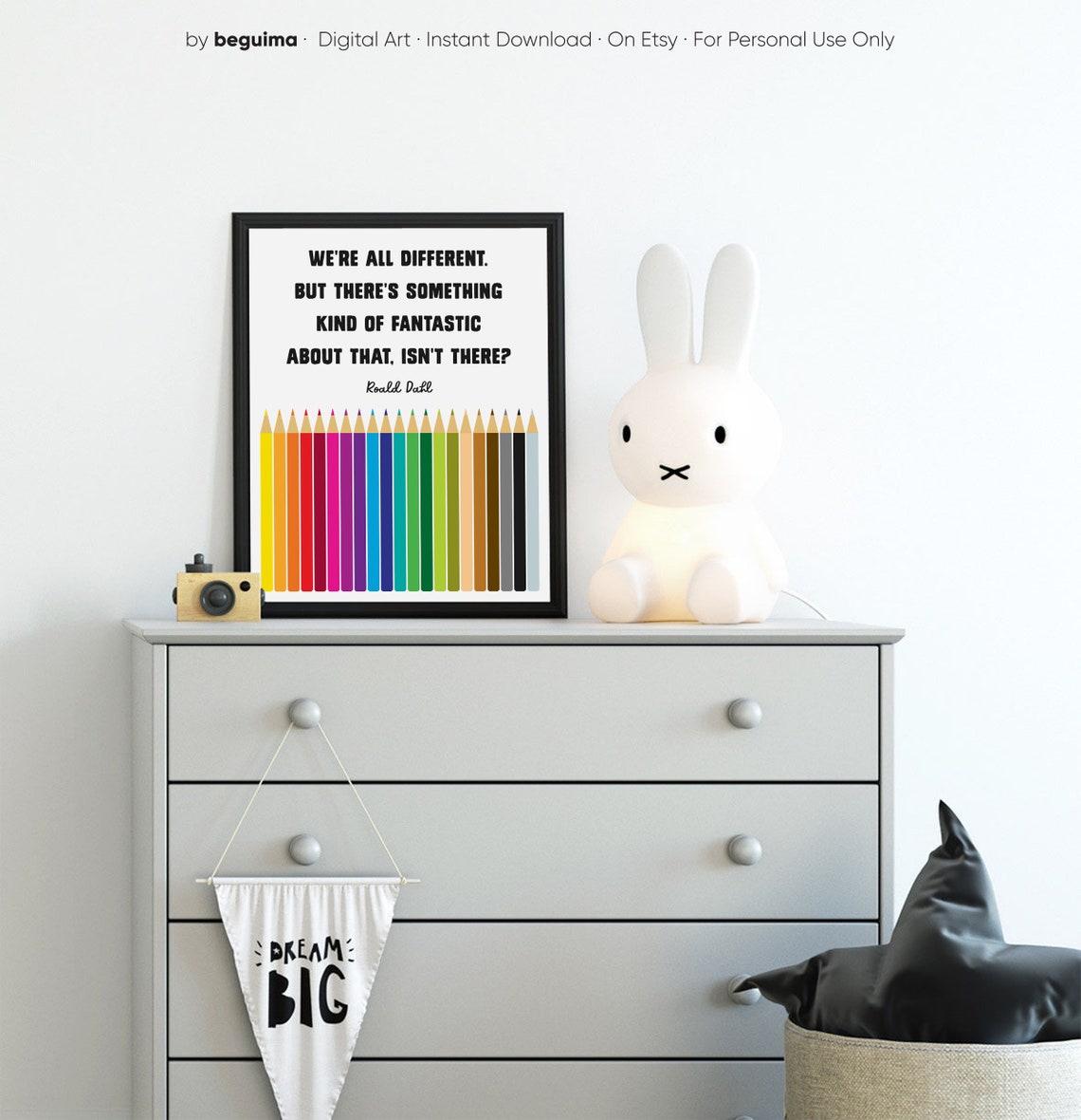 Roald Dahl We Are All Different Colored Pencils Classroom Poster - Image 2