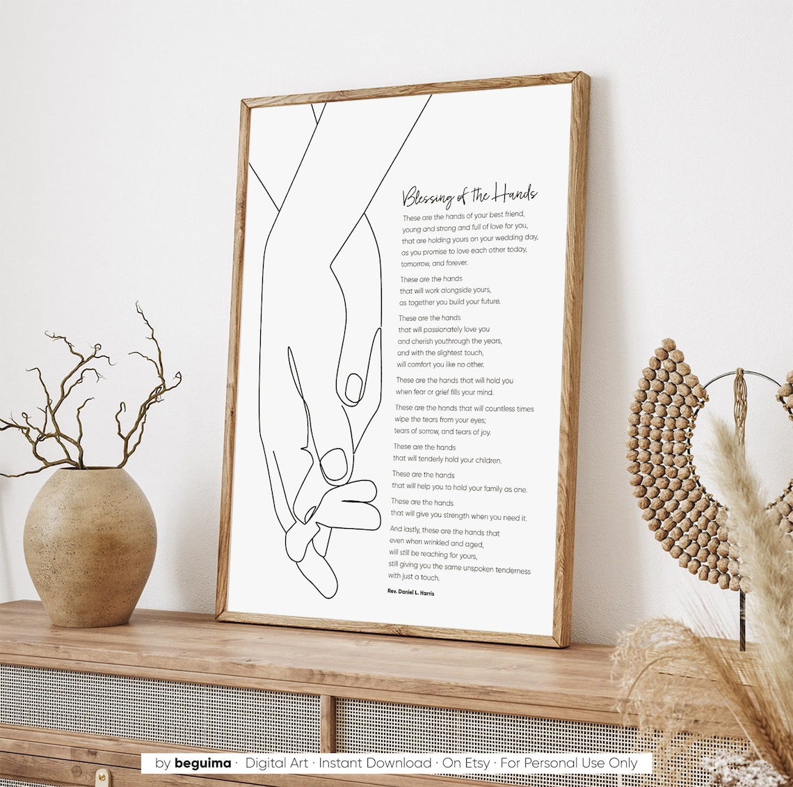 Blessing Of The Hands Wedding Vows Poem Art Print - Image 3