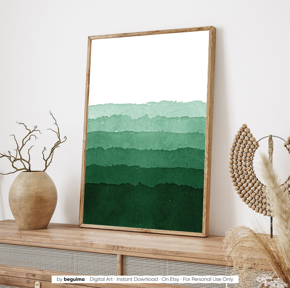 Green Watercolor Layered Mountain Gradient Abstract Landscape Poster - Image 3