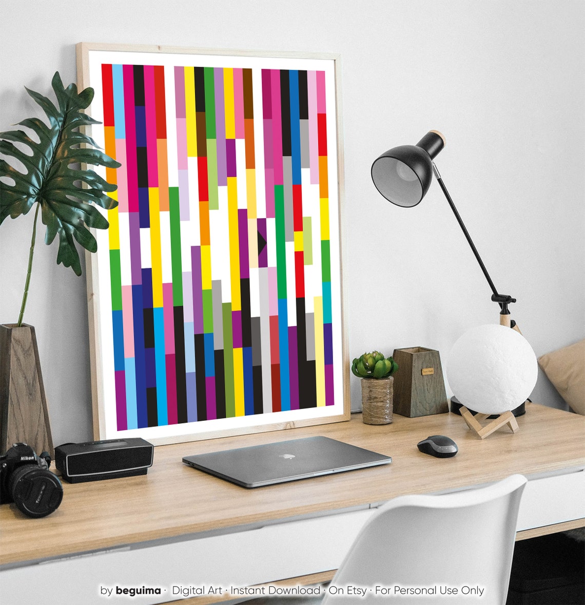 Bold Vertical Color Bars Geometric Rainbow Modern Abstract Poster - Image 3