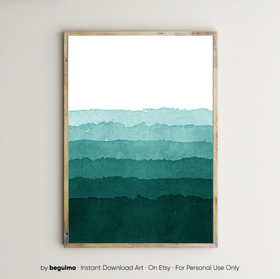 Green Teal Abstract Watercolor Modern Art Print
