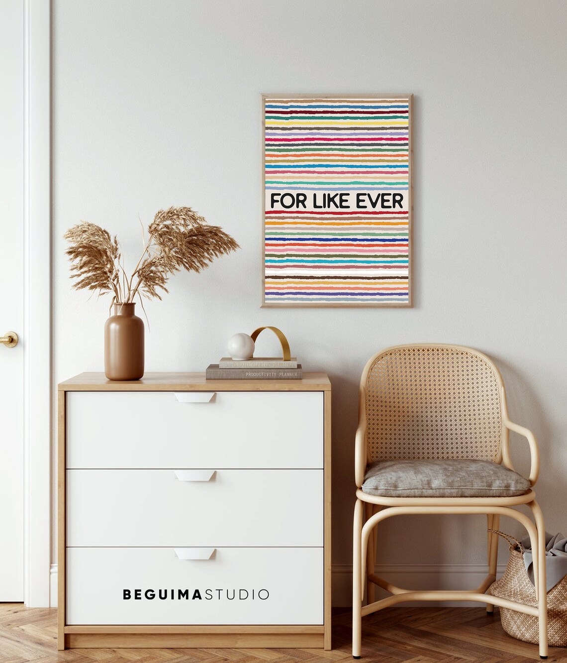 For Like Ever Fun Playful Colorful Rainbow Striped Quote Poster - Image 4