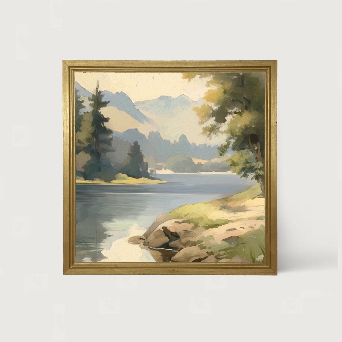 Serene Lake View Framed Print Tranquil Nature Scene Artwork For Home Decor