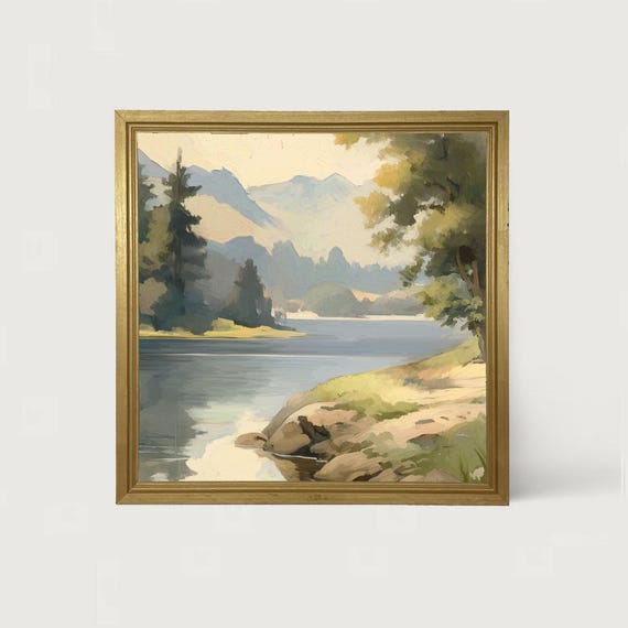 Serene Lake View Framed Print Tranquil Nature Scene Artwork For Home Decor