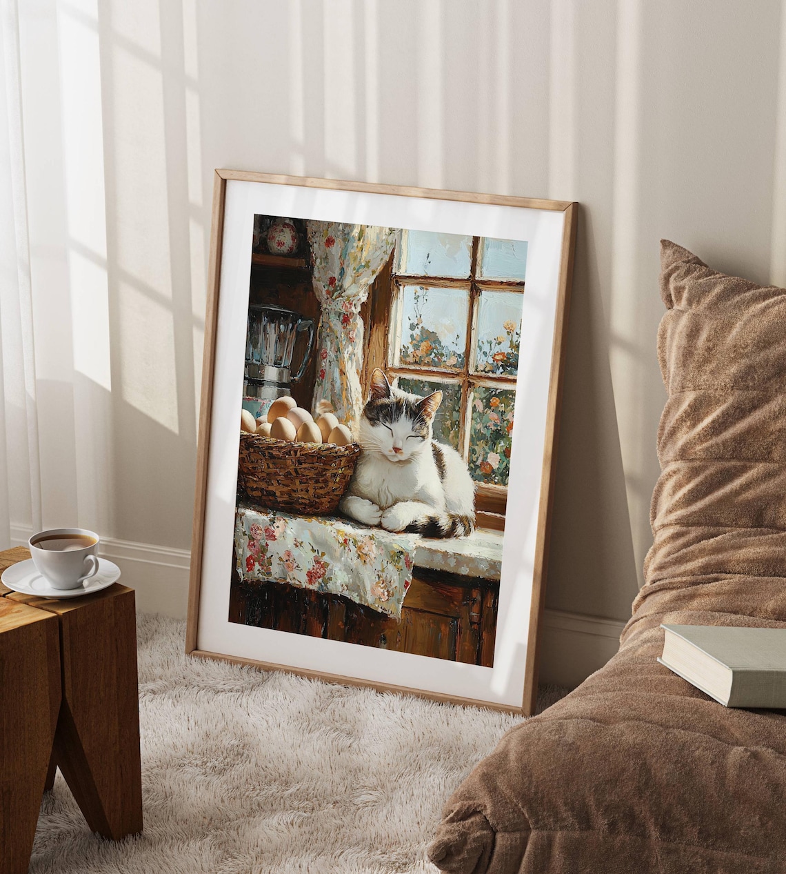 Tabby Cat Farmhouse Kitchen Art Print, Rustic Decor - Image 4