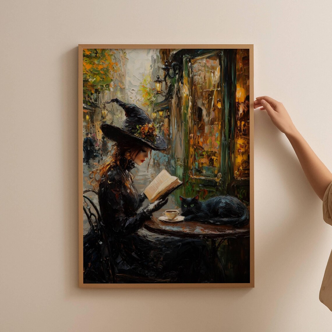 Witch Reading in a Cafe, Whimsigoth Halloween Art Print - Image 7