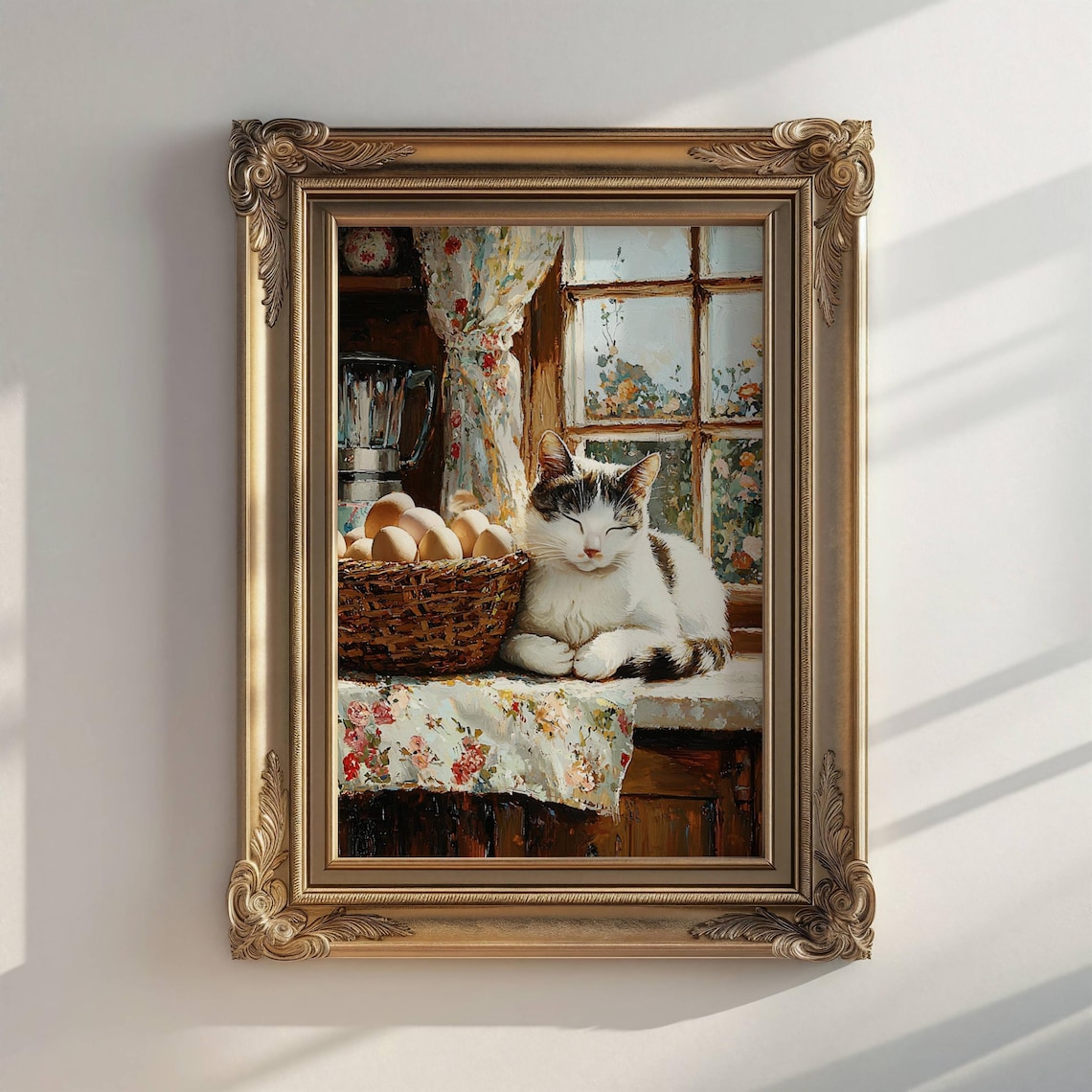 Tabby Cat Farmhouse Kitchen Art Print, Rustic Decor - Image 3