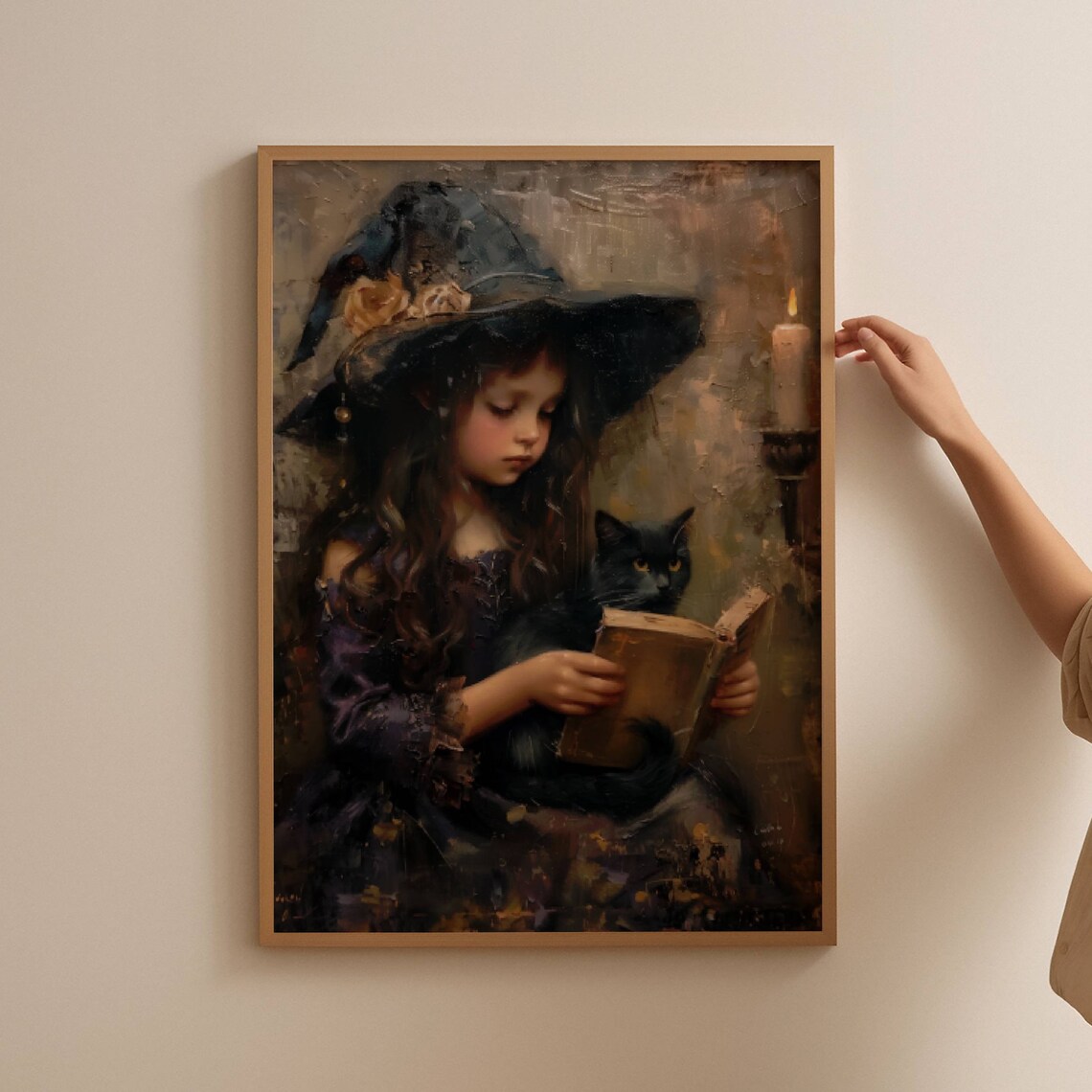 Girl Witch And Black Cat Cat Wall Art Poster Print - Image 2