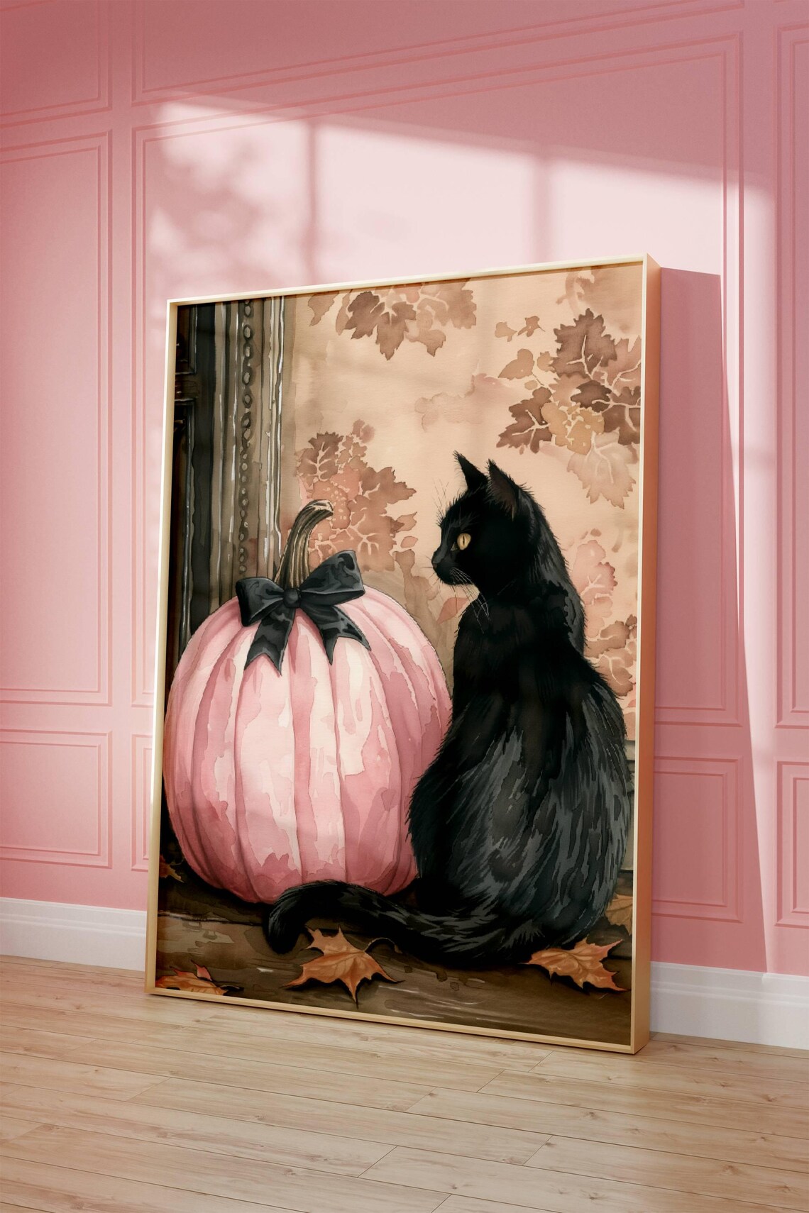 Coquette Black Cat and Pink Pumpkin Whimsigoth Art Print - Image 7