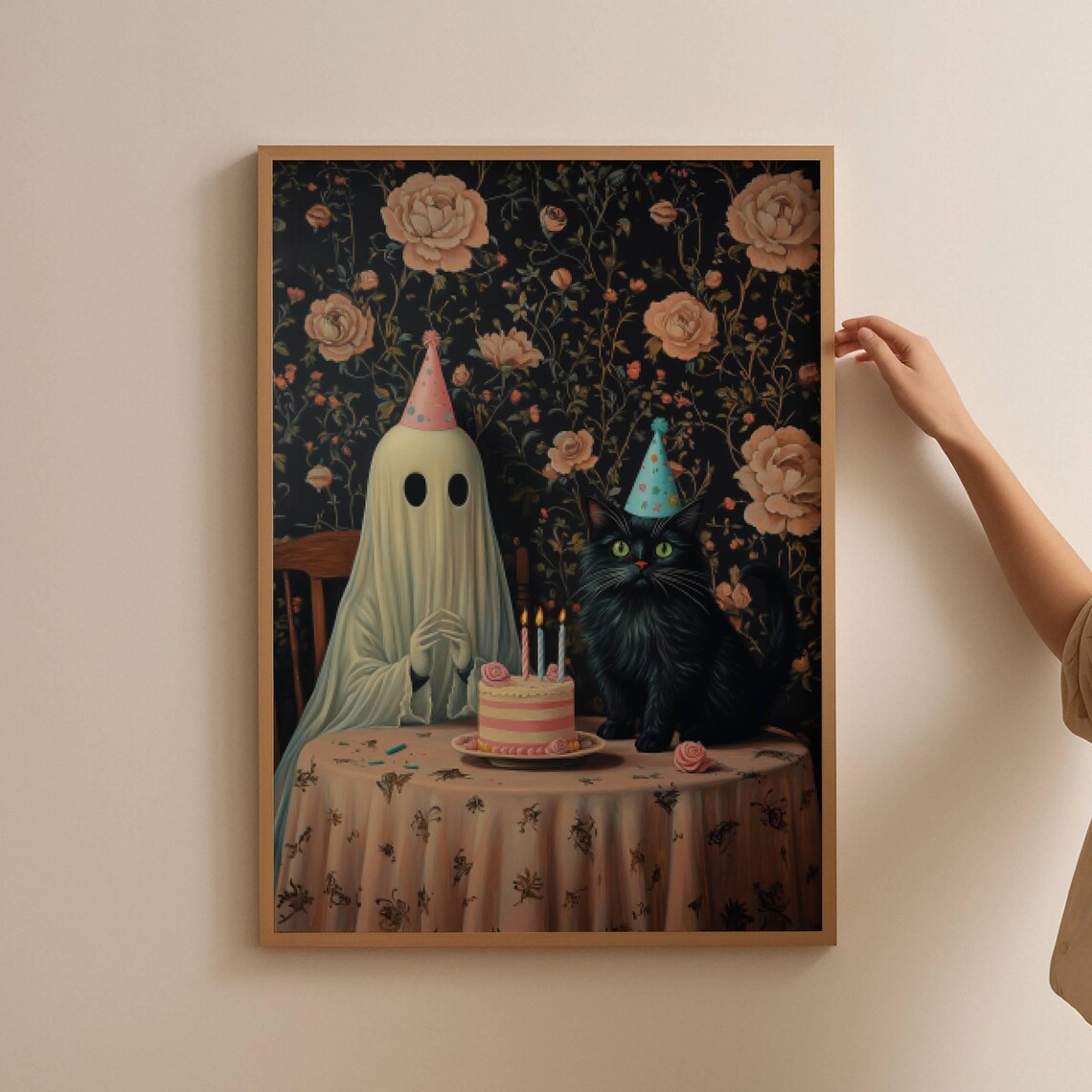 Ghost and Black Cat Birthday Party Art Print, Whimsigoth - Image 5