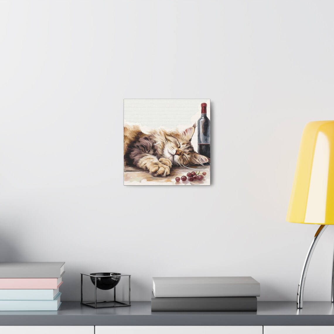 Fluffy Maine Coon Cat Napping Peacefully by a Wine Bottle Poster - Image 2