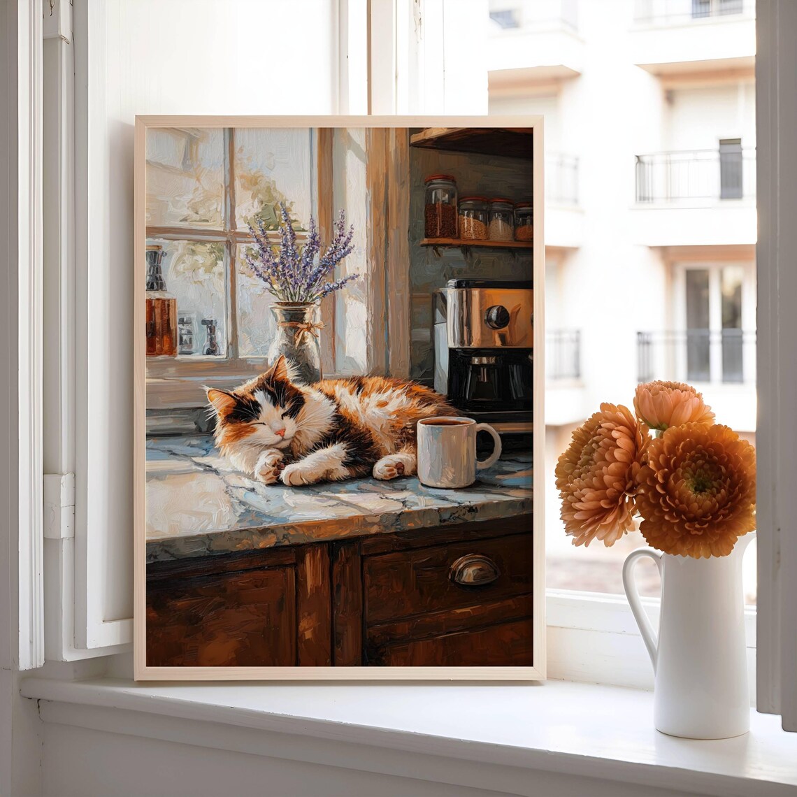 Calico Cat Coffee Bar Poster, Kitchen Cat Art - Image 5