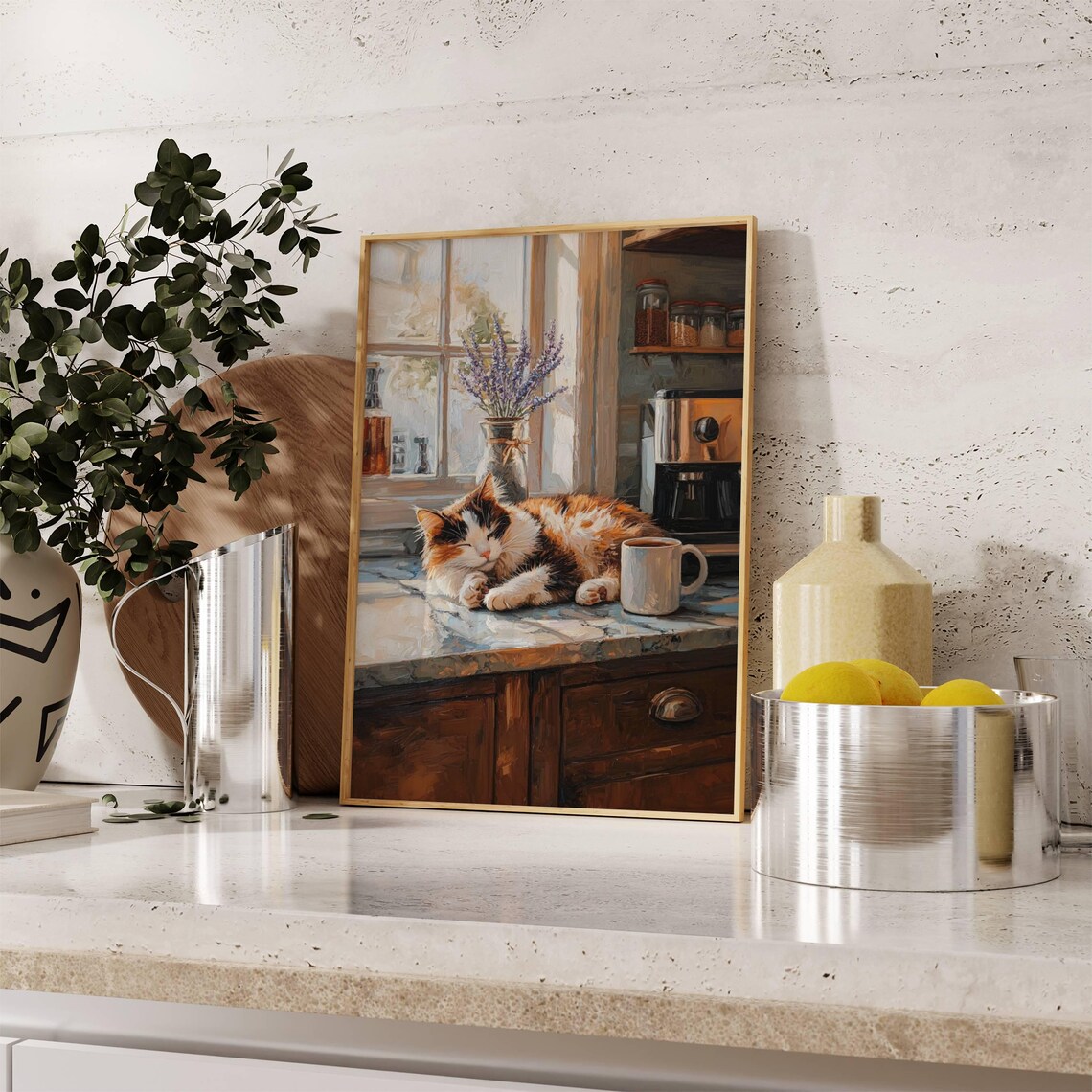 Calico Cat Coffee Bar Poster, Kitchen Cat Art - Image 3