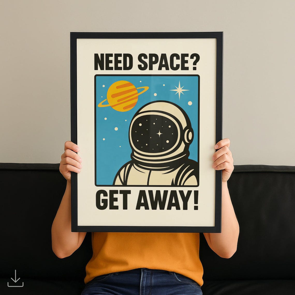 Need Space Get Away Funny Retro Astronaut Planet Space Quote Poster