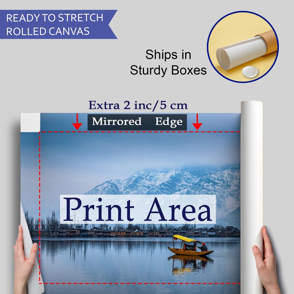 Dal Lake Srinagar Winter Shikara Boat Snowy Mountain India Poster - Image 4