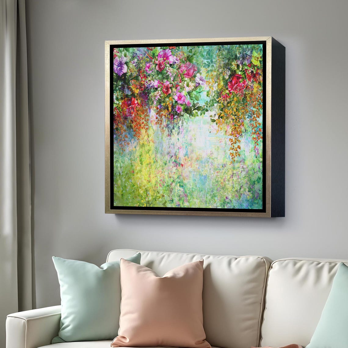 Dreamy Cascading Flowers Watercolor Garden Bright Impressionist Poster - Image 4
