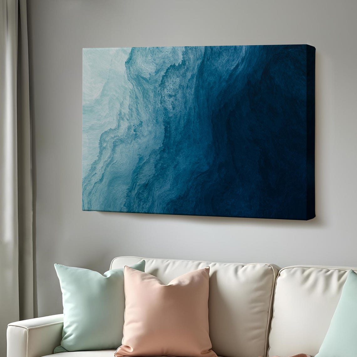 Ocean Layers Aerial Blue Gradient Abstract Waves Modern Poster