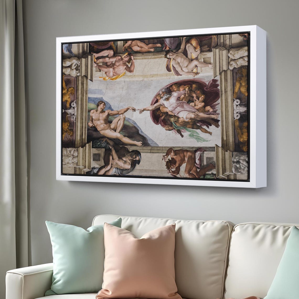 Michelangelo Creation of Adam Sistine Chapel Fresco Classic Art Poster - Image 3