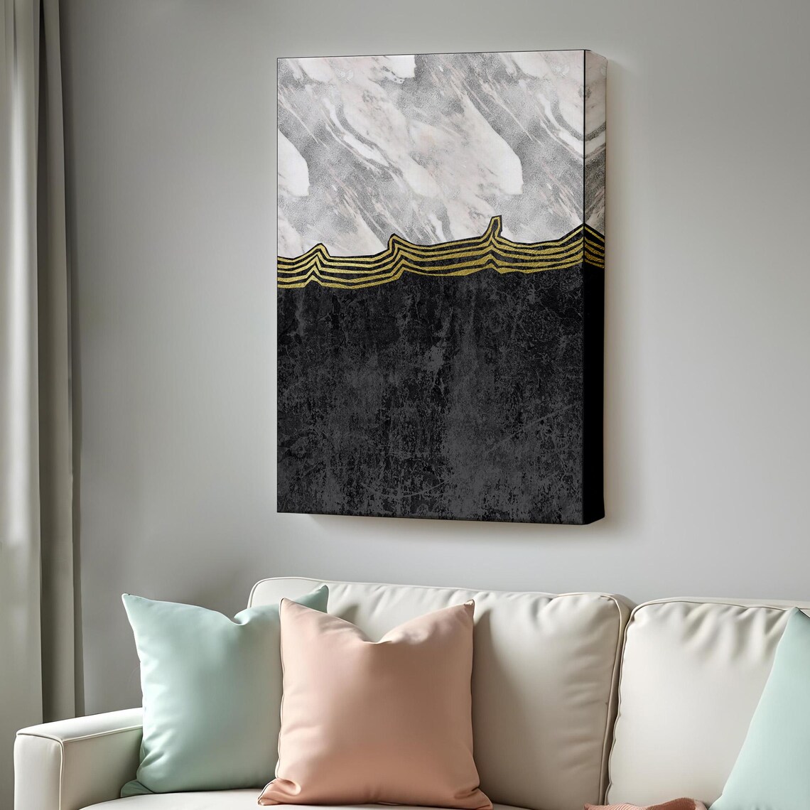 Black And White Marble Pattern Abstract Modern Art