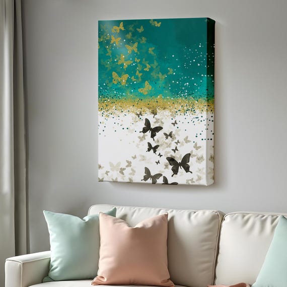 Gold And Black Butterflies Wall Print Abstract Modern Wall Decor Framed Wall Art Abstract Wall Art Housewarming Gifts