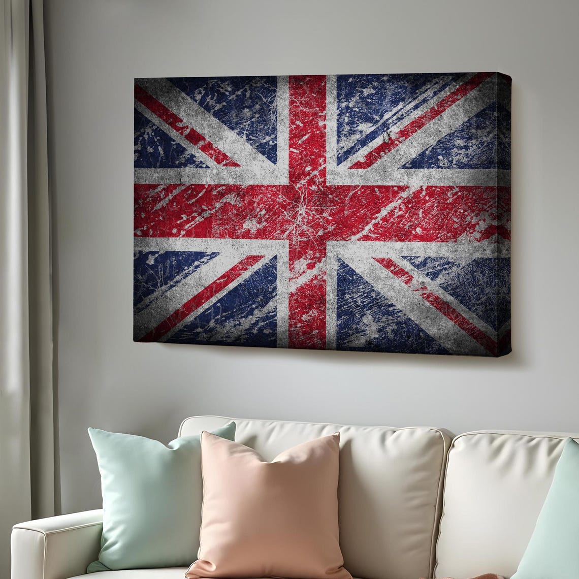 Distressed Union Jack Flag Vintage Grunge British Patriotic Wall Art