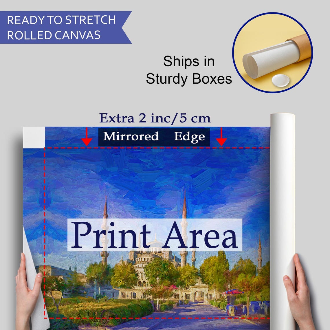 Istanbul Blue Mosque Courtyard Path Golden Light Oil Painting Poster - Image 4