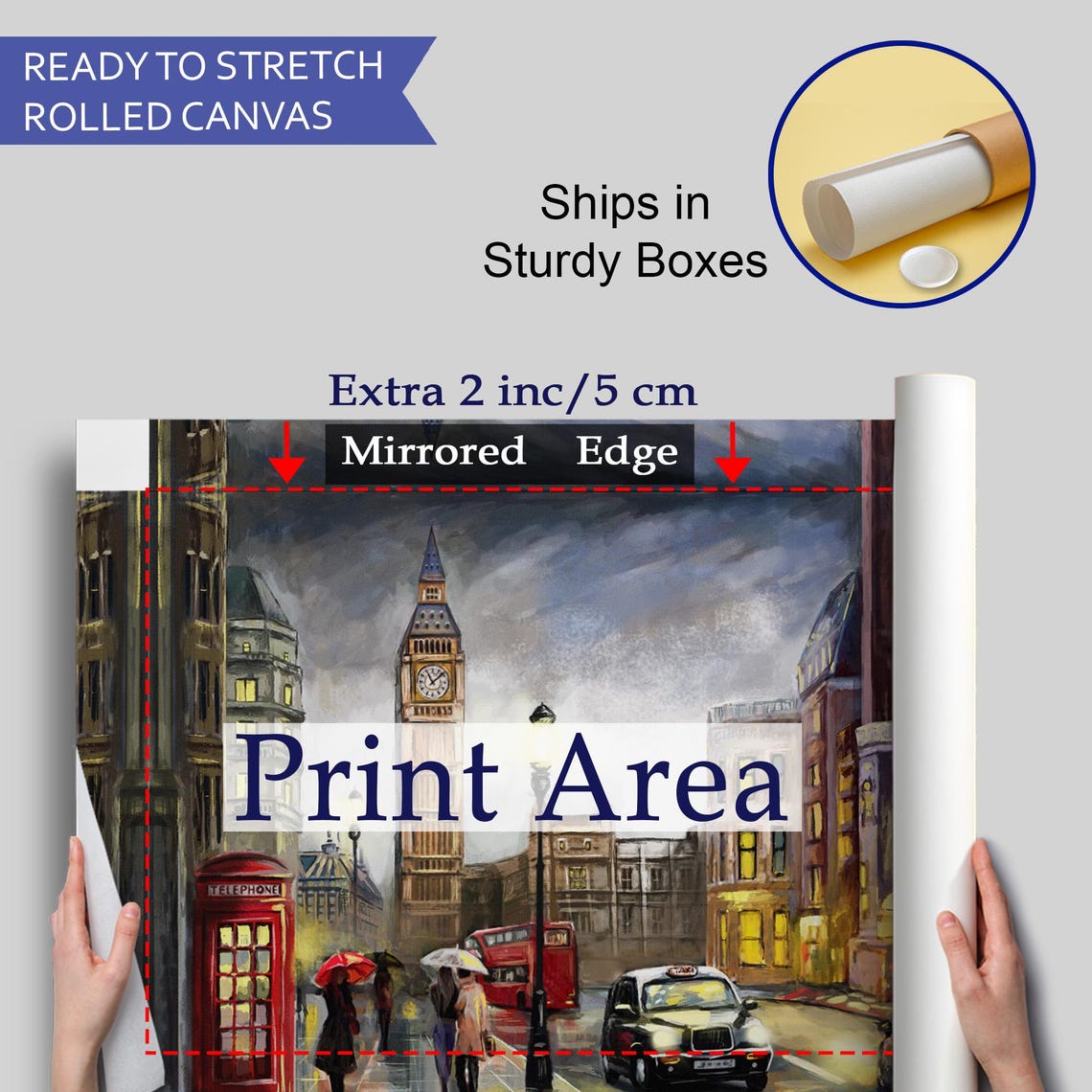 London Night Big Ben Red Phone Booth Rainy Street City Lights Poster - Image 4