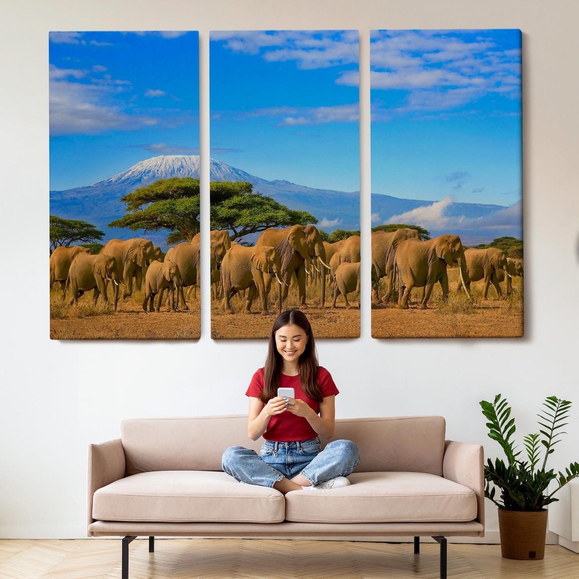 Amboseli Herd Of Elephants Under Mount Kilimanjaro Safari Poster - Image 2