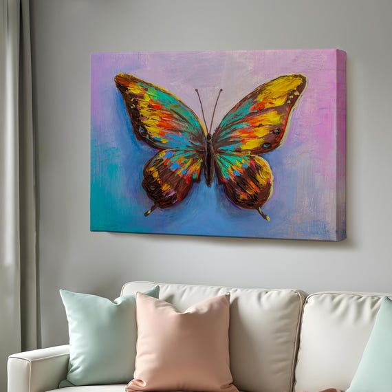 Colorful Butterfly Oil Painting Style Decorative Wall Art Housewarming Gifts Animal Modern Wall Art Animal Wall Decor