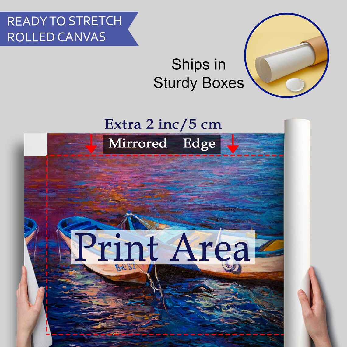 Two White Fishing Boats on Deep Blue Sea Sunset Reflection Art Poster - Image 4
