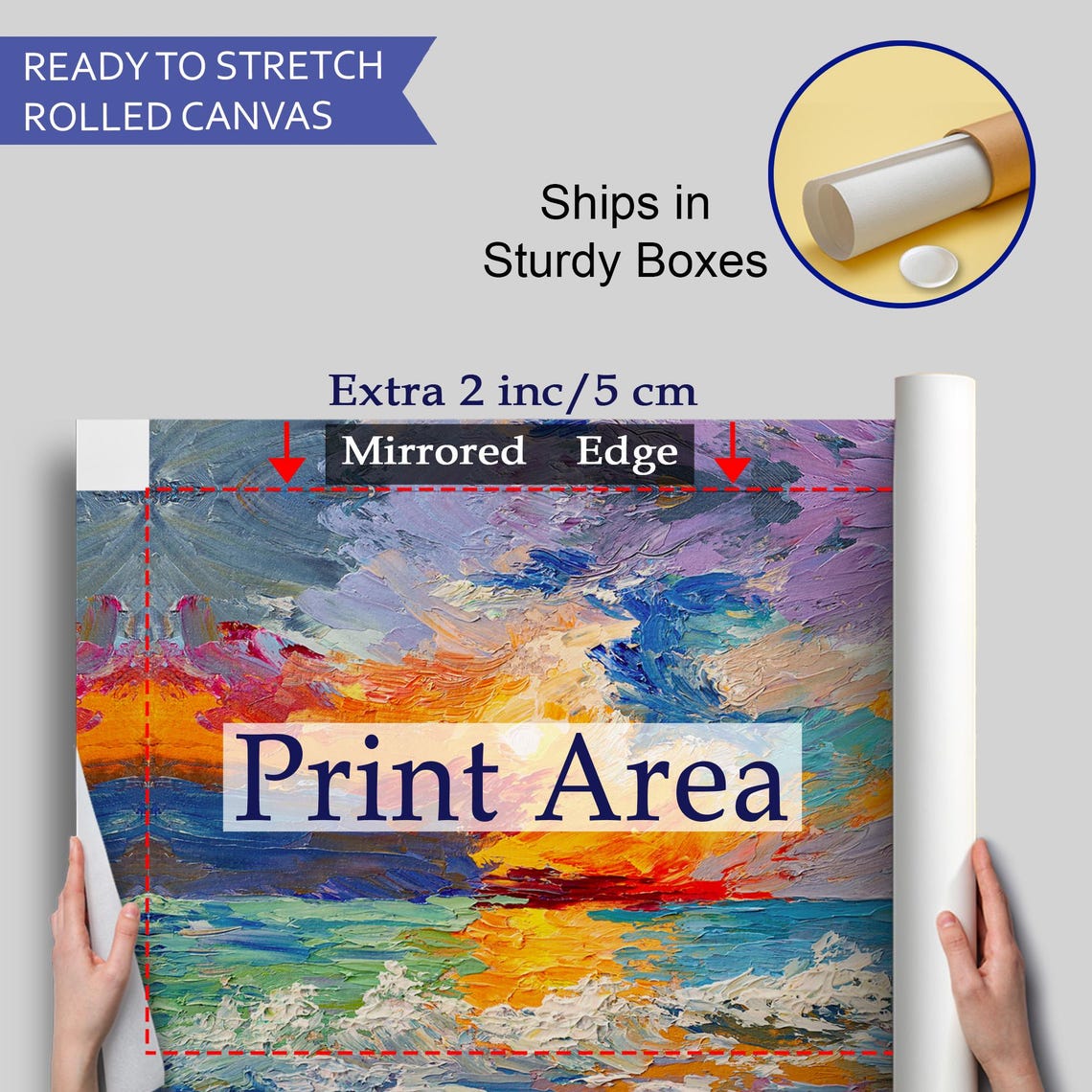 Sunset Over Ocean Waves Orange Sun Abstract Impasto Sea Poster - Image 4