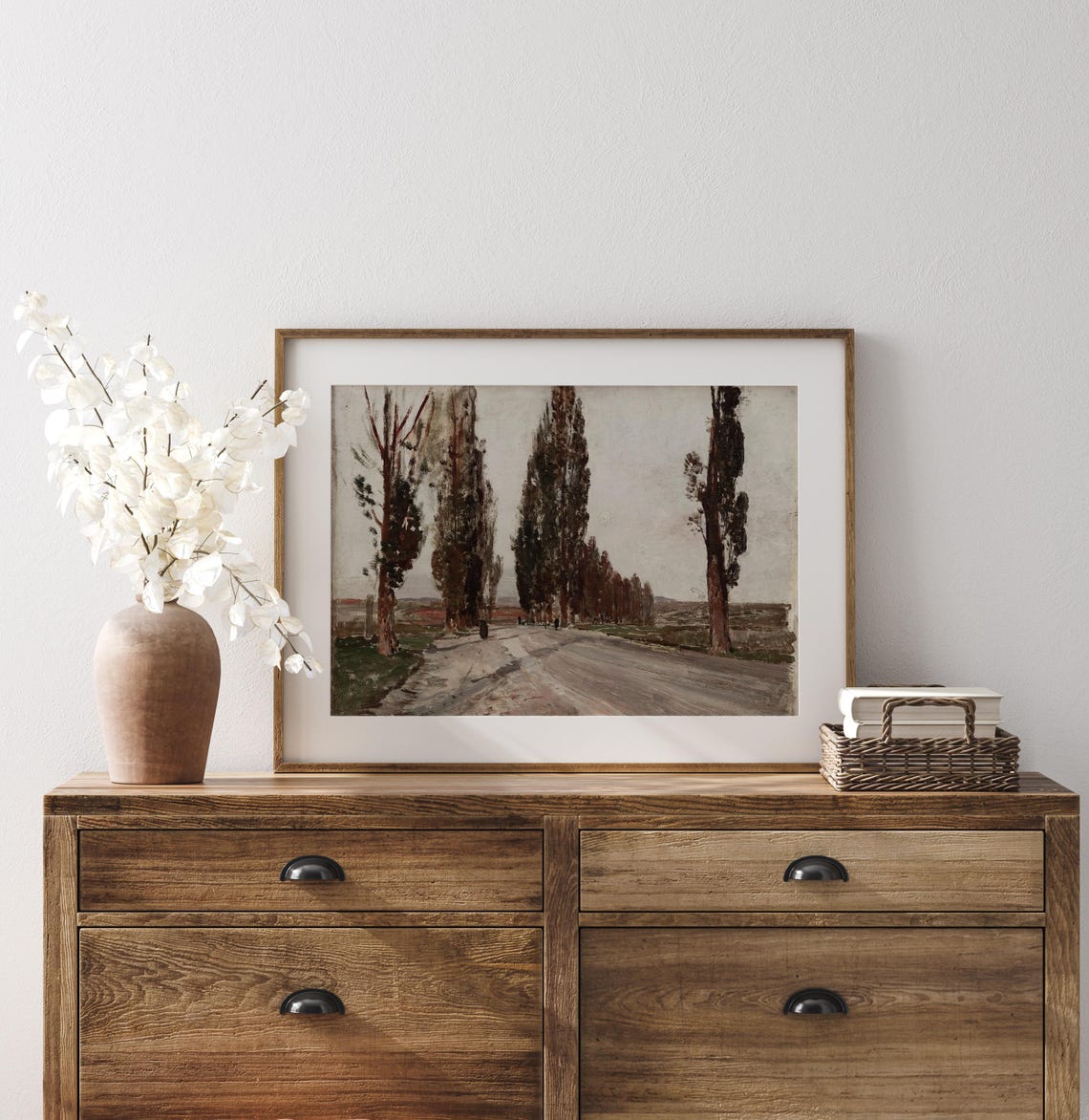 Poplar Lined Country Road Vintage Fall Landscape Impressionist Poster - Image 4