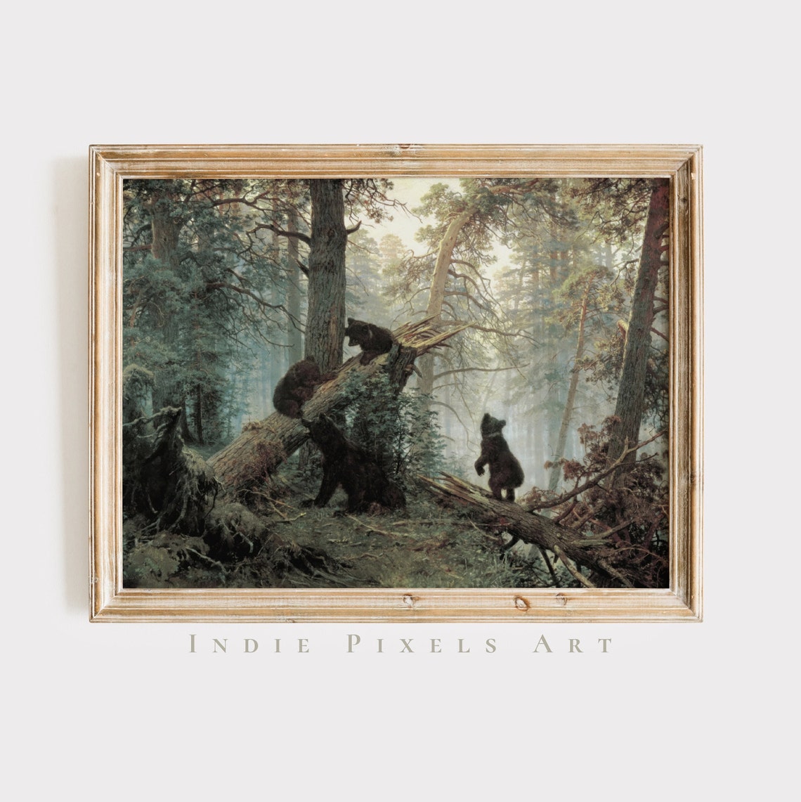 Shishkin Morning Pine Forest Bears Vintage Wildlife Art Wall Poster