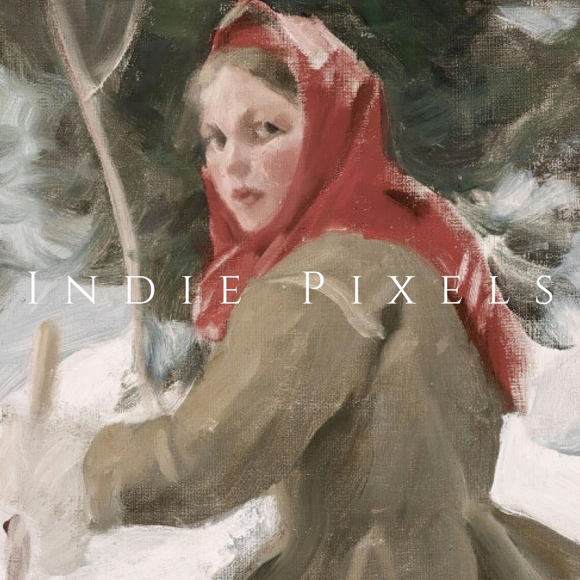 Woman Skiing Through Snowy Forest Vintage Winter Oil Painting Art Poster - Image 3