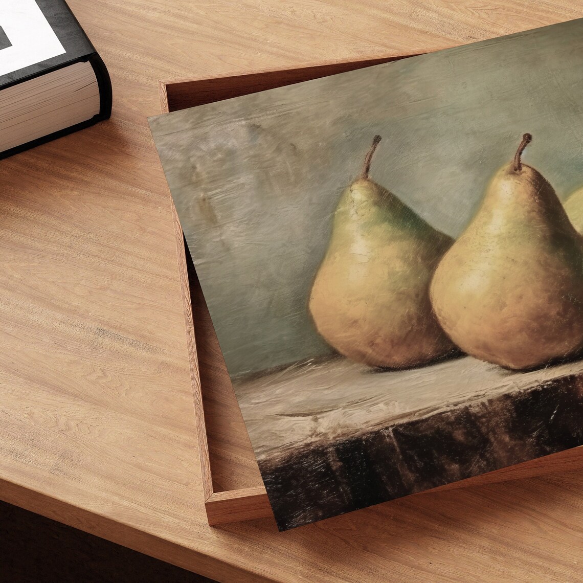 Moody Fruit Print Kitchen Vintage Painting Fruit Still Life Painting Fruit Pears Wall Art Rustic Still Life Wall Print - Image 2