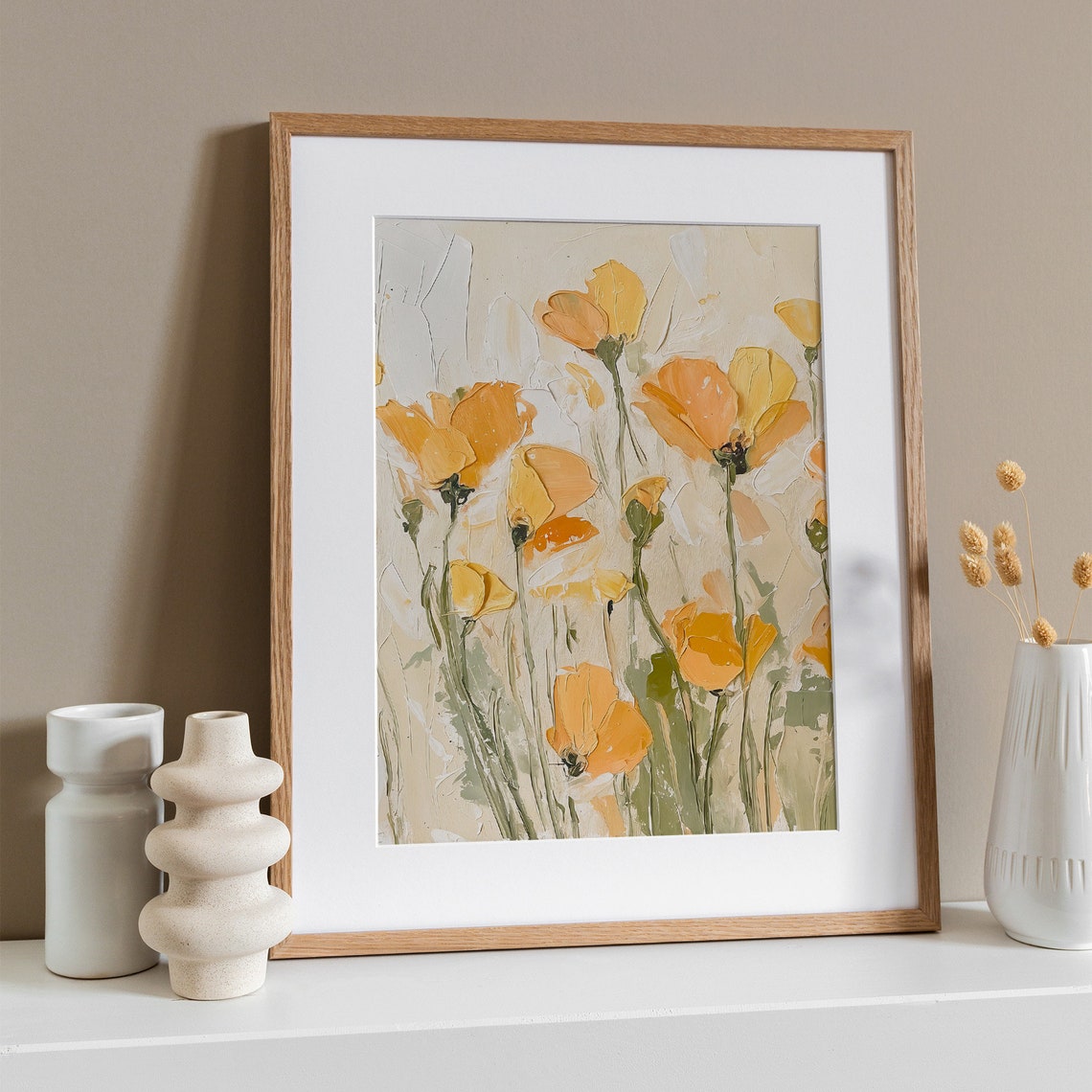California Poppy Oil Painting Meadow Artwork Wildflowers Wall Art Neutral Floral Print From An Original Oil Painting - Image 4