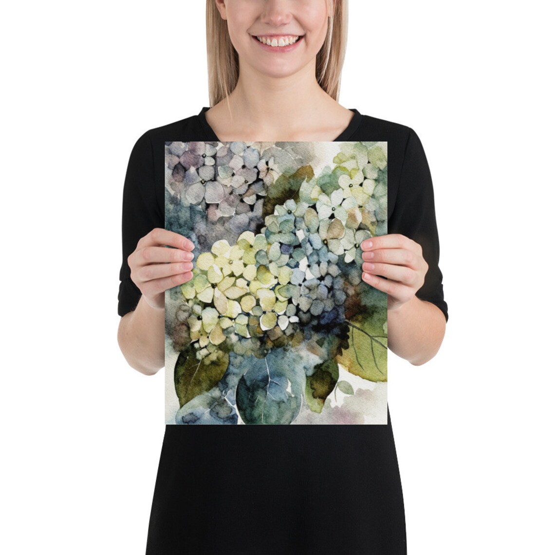 Hydrangea Watercolor Botanical Floral Art Print - Image 2