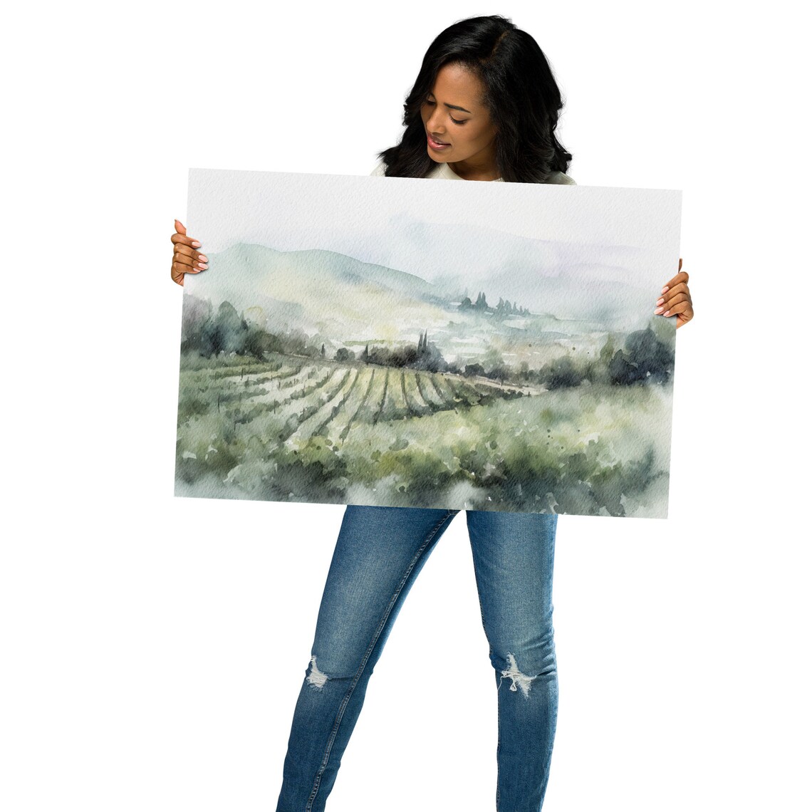 Napa Valley Watercolor Landscape, California Travel Poster - Image 2