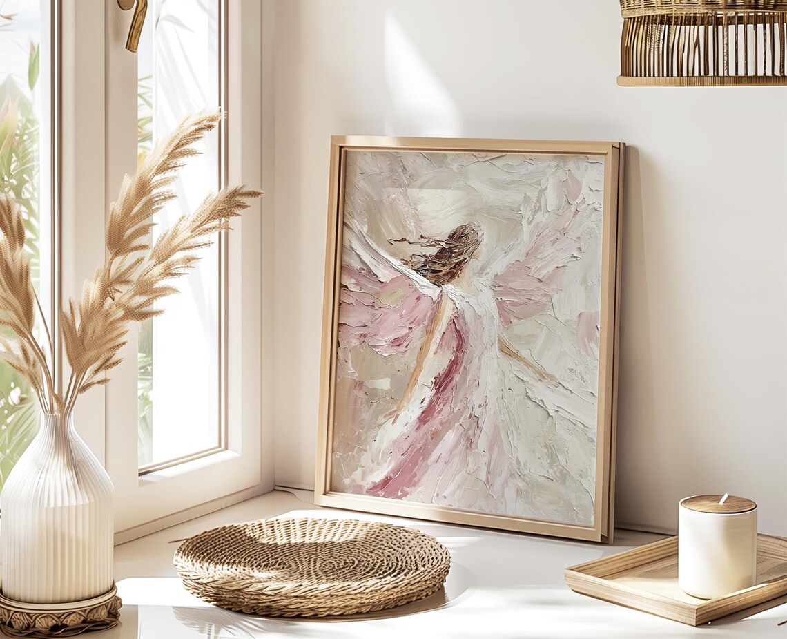 Guardian Angel Christmas Oil Painting Art Print - Image 2