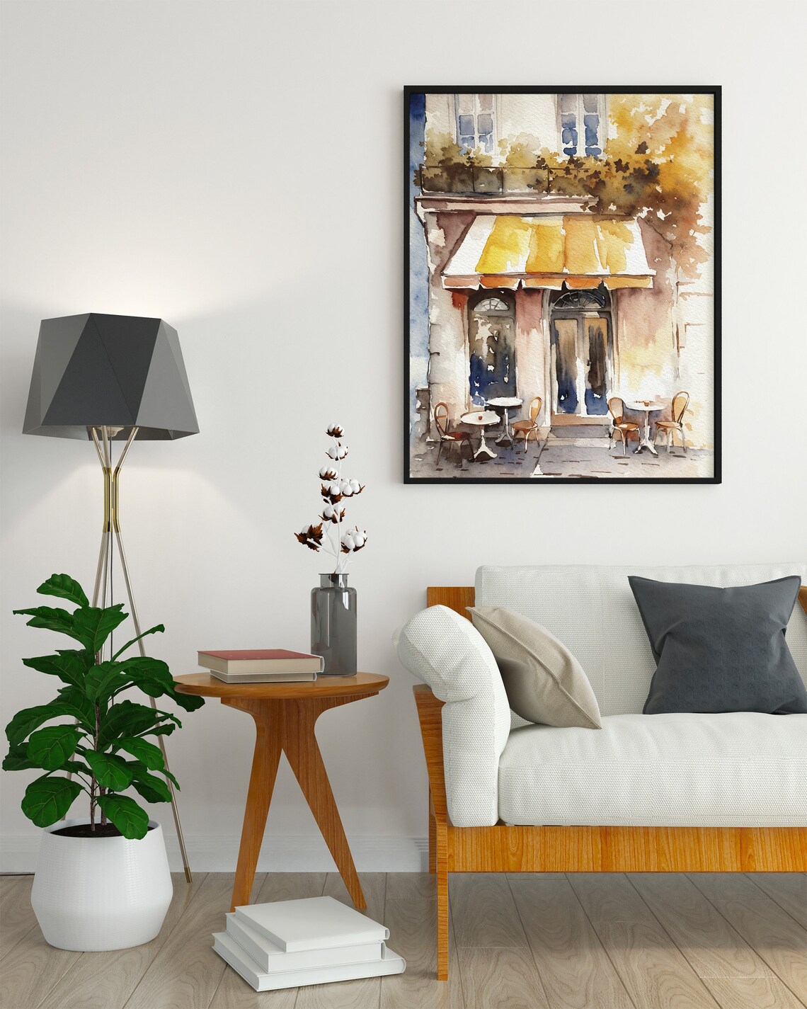 Paris Cafe Watercolor French Cityscape Art Print - Image 4