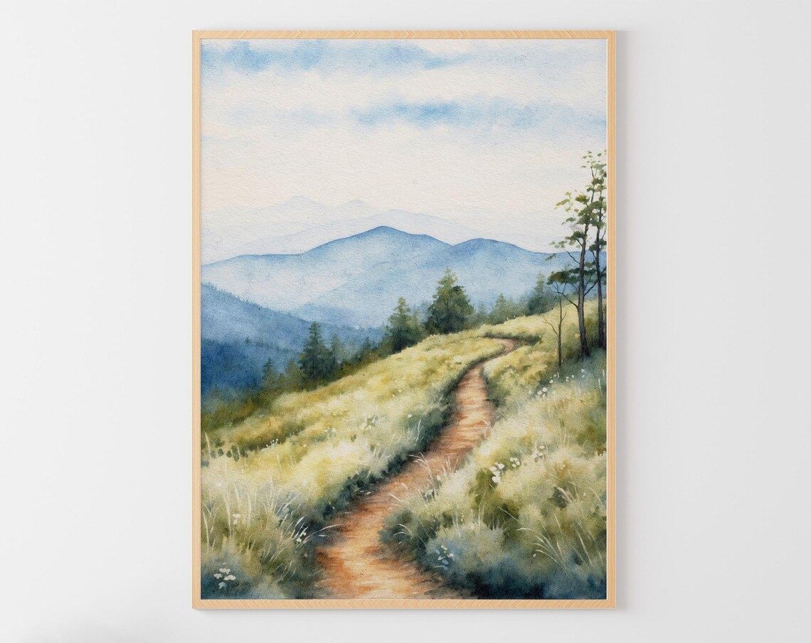 Blue Ridge Mountains Watercolor Art Print, North Carolina