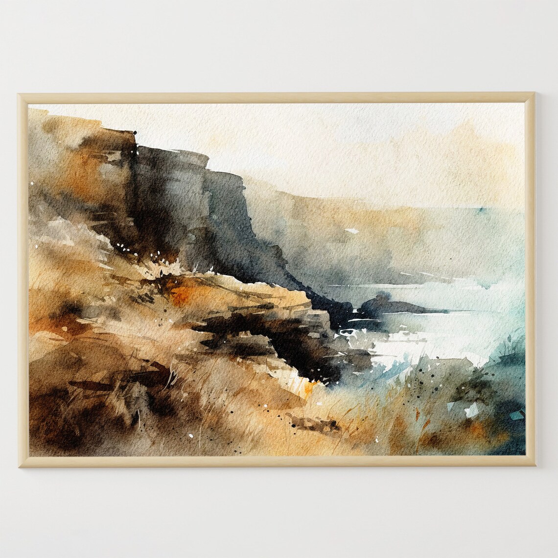 Cliffs Of Moher Irish Landscape Watercolor Poster