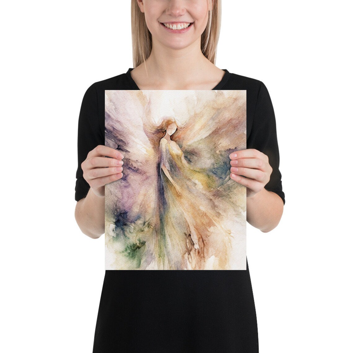 Guardian Angel Watercolor Art Print, Religious Wall Art - Image 2