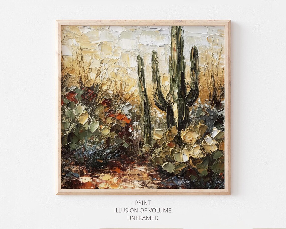 Saguaro Oil Painting Desert Botanical Art Print